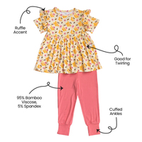 Ensemble jupe et pantalon pour bébé fille, robe à volants avec manches bouffantes, en bambou et élasthanne, tenue d'été respirante pour enfants