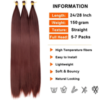 Extensions de cheveux synthétiques lisses de 22 et 28 pouces, cheveux en vrac, dreadlocks, cheveux raides pour tresses, tresses au crochet