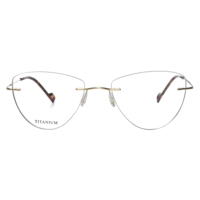 Lunettes à monture optique sans monture en titane pur ultraléger avec logo personnalisé Lunettes de presbytie oeil de chat coupe diamant