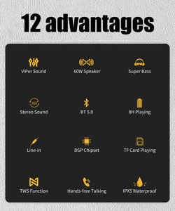 Chuyên Nghiệp Âm Thanh Hoạt Động Loa Không Thấm Nước Cửa Hàng 60W Hifi 3D Stereo Loa Siêu Trầm Âm Nhạc Di Động BT Loa Không Dây - Product Image 6