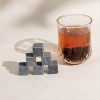 Pierres à whisky réutilisables en granit et marbre pour refroidir les boissons (whisky, bière, vin), avec boîte de rangement pratique