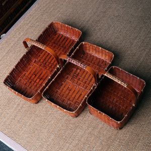 Bamboo Woven <b>Basket</b> Rectangle Handmade <b>Storage</b> Kitchen Home Office Use - Product Image 3