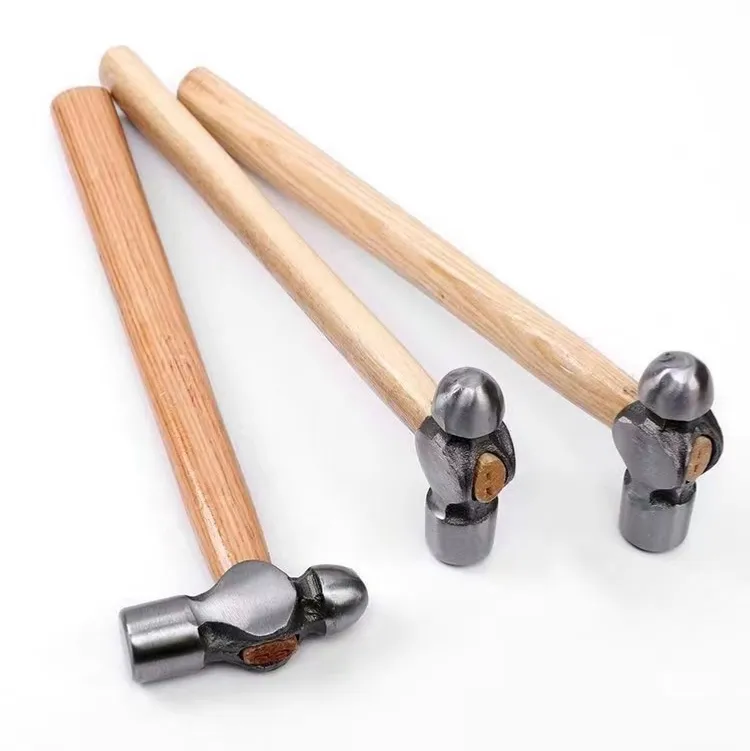 Produttore teste lavorate rotonde di dimensioni personalizzate manico in legno Drop Forgred Ball Pein Peen Hammer