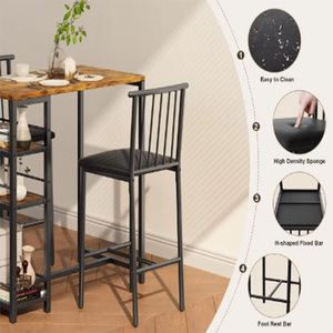 Tavolo da pranzo di alta qualità per 2 <span class=keywords><strong>con</strong></span> 2 sedie e una panca di stoccaggio piccolo tavolo da cucina <span class=keywords><strong>con</strong></span> portabottiglie - Product Image 4