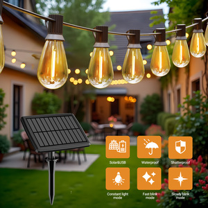 S14 100ft Solar <b>String</b> Lights Waterproof Outdoor <b>Garden</b> Patio Backyard 50 Bulbs 2700K Warm White Energy-Saving - Product Image 6