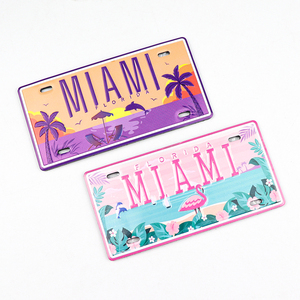 Venta al por mayor personalizado impreso aluminio metal Miami ciudad nombre coche matrícula recuerdo nevera imán - Product Image 6