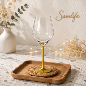 Samlife-RW26085 Verre à vin de luxe en cristal Shanxi, coupe personnalisée à long pied, <span class=keywords><strong>avec</strong></span> pied et base plaqués or - Product Image 3