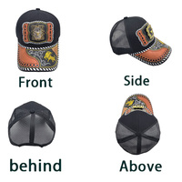 Gorra Snapback Unisex Personalizada con Logo Metálico 3D de Herradura, de Mezclilla, Malla, Lona y Jersey, Estilo Western, Étnico, Moderno, Casual, para Pesca