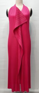 PY 2026 Elegant Halter Style Miyake Pleated Cross <b>Wrap</b> Sleeveless Dress Western Clothing Women Bulk Wholesale Online - Product Image 4