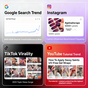 Tendance TikTok, enveloppes d'ongles en gel sans UV, écologiques, dégradé brun caramel chaud, autocollants d'ongles en gel pour les influenceurs de style de vie d'automne - Product Image 4