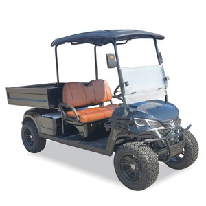 Chariot de golf de cargaison utilitaire de 2 sièges à gaz ou électrique puissant avec le grand lit plat de cargaison au dos - Product Image 1
