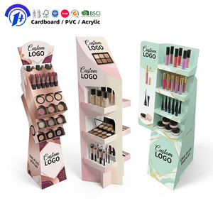 Custom Cardboard Floor Cosmetic Display Stand FSC Certified Paper Floor Display Racks for Cosmetic - Product Image 1