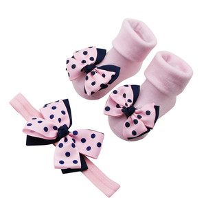 Nouveau-né bébé bandeau accessoires doux enfants boîte-cadeau élastique bébé cheveux <span class=keywords><strong>accessoire</strong></span> bébé bandeau et chaussettes ensembles - Product Image 4