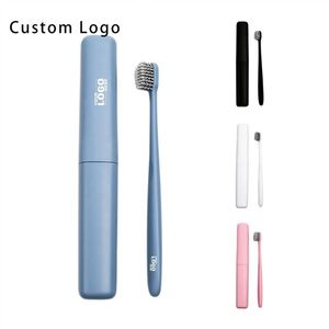 OEM Eco Friendly Custom Toothbrush with Wheat Straw and Charcoal Bristles in a Travel Size Case - Product Image 6