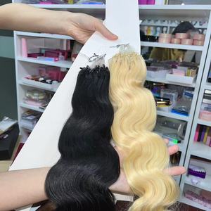 Gros russe kératine <span class=keywords><strong>u</strong></span> pointe cheveux humains vierge brute Remy Itip microlink Extensions de cheveux - Product Image 4