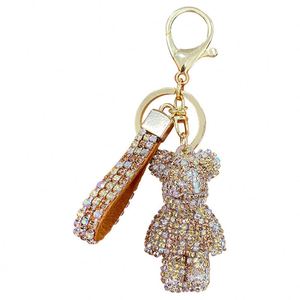 Hot Sell High Quality Crystal Rhinestone Teddy Bear Keychain Leather <b>Key</b> Chain Metal <b>Key</b> Chain - Product Image 5