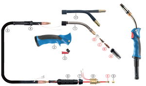 Antorcha de Soldadura MIG Tipo Europeo 24KD, Antorcha MIG Refrigerada por Aire 250A 24KD con Cable de 3M 4M 5M, Adaptador Central Europeo - Product Image 5