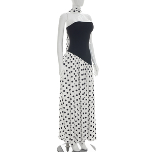 วิวิบลุค J26DS142 ชุดเดรสฤดูร้อนผู้หญิงเซ็กซี่สายเดี่ยวริบบิ้นลายจุดพิมพ์ลายเย็บปะติดปะต่อกันแม็กซี่สลิตชุดราตรีวันเกิด - Product Image 4