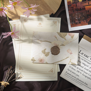 Set di Buste e Carta da Lettere Retrò A4 in Stile Europeo, Carta Patinata con Stampa a Caldo per Lettere d'Amore <span class=keywords><strong>Scritte</strong></span> a Mano - Product Image 3