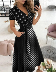 Vestido Midi Elegante de Oficina para Mujer, Tejido, Cuello en V, Sin Mangas, Lazos, Estampado Floral, Bolsillos, Estilo Casual, Cintura Natural, Primavera Verano - Product Image 5