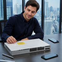 Cisco Brand New C9200L 24 Port Full PoE Switch 4x10G Uplink C9200L-24P-4X-E untuk Switch Jaringan Akses Perusahaan.