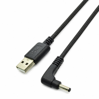 Cable de Alimentación USB 2.0 a DC 3.5x1.35mm, Conector en Ángulo de 90 Grados, Exterior Trenzado de Nailon, Personalizado
