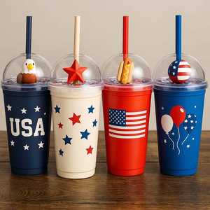 Nuevo Vaso Reutilizable Personalizable de 16oz/22oz, Colorido, de Doble Pared, Libre de BPA, con Tapa y Pajita, Nuevo Diseño, Moderno - Product Image 1