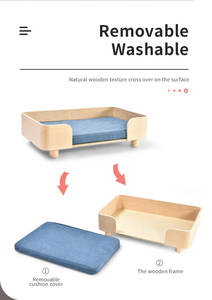 2023 NEUES Modernes Haustiermöbel Design Hundesofa Bett aus Holzrahmen mit Schaumstoffkissen, Reißverschluss, Naturfarben, OEM, Massiv, Nachhaltig, 1 Stück - Product Image 3