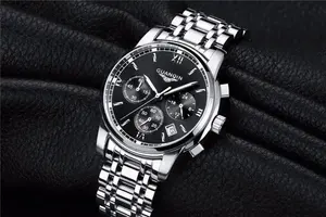 ساعة جوانكين GS19018 الماسية الفاخرة، ساعات كوارتز أنيقة، ساعة كوارتز مرصعة بالألماس من الفولاذ المقاوم للصدأ للرجال - Product Image 3