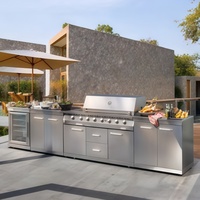 Barbecue portable d'extérieur robuste haut de gamme en acier inoxydable avec deux tiroirs réglables, télécommande et étanche