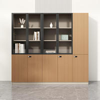 Archivador Modular Moderno con Puerta de Vidrio Transparente y Almacenamiento Inferior con Cerradura para Espacio de Trabajo Ejecutivo