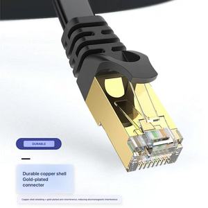 D-Sunty Cat7 Flat FTP Patch Cord 10Gbps 600MHz <b>RJ45</b> Shielded Stranded Copper CE RoHS Certified LAN <b>Cable</b> - Product Image 1