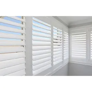 Timber Wooden Window White Interior Shutter Hinged Bass Wood Shutters