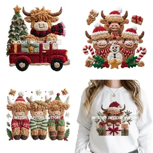 สติกเกอร์ลายวัวซานตาคลอสแบบถักโครเชต์พร้อมส่งสำหรับกระเป๋าเสื้อผ้า - Product Image 1