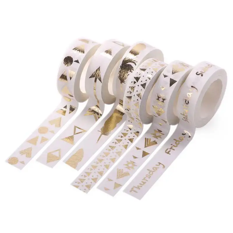 Promotional custom printed decorative washi foil masking paper tape 15mm 10m