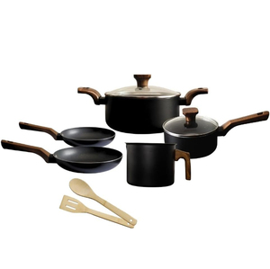 Modern Ceramic Marble Coated Pot Pan Glass Lids Bakelite Handles Non-Stick Aluminum <b>Cookware</b> <b>Set</b> - Product Image 2
