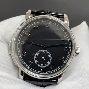 Reloj Mecánico de Vestir Vintage para Hombre, Caja Redonda Plateada, Correa de Cuero de Cocodrilo Negro, Segundero Pequeño, Elegante y Formal - Product Image 3