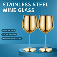 Calice à Vin Durable 530 ml, Flûtes et Verres à Champagne/Vin Rouge en Acier Inoxydable pour Hôtels et Mariages