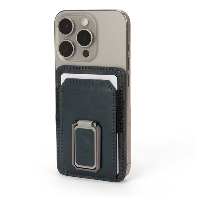 Custom Logo Magsafe Phone Wallet Magnetic Card Holder Leather Wallet with Stand