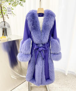 महिलाओं की लंबाई के लोमड़ी फर कोट उच्च गुणवत्ता वाले डबल-पक्षीय ऊन से भरा हुआ - Product Image 6