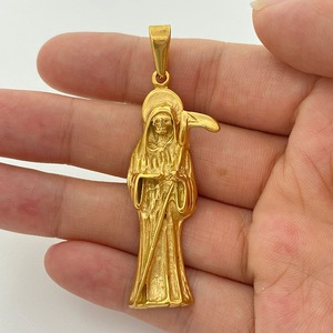 Collier pendentif squelette Yunnique en acier inoxydable doré, forme faucille, bijoux de mode pour soirée - Product Image 4