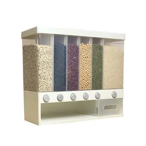 10L Wall Mounted Separate Rice Bucket Cereal Dispenser Moisture Proof Plastic Automatic Racks Sealed Metering Food Storage Box