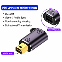 Dongle Aluminium Bi-Directional 8K 60Hz Male ke Mini DP Female untuk Laptop Monitor Proyektor, Adaptor DP ke Mini DP