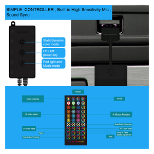 RGB para <span class=keywords><strong>Bluetooth</strong></span> controlado 4PCS 12V Auto Atmosphere <span class=keywords><strong>LED</strong></span> <span class=keywords><strong>Strip</strong></span> Light Kit Conectividad USB App Car Interior Underdash Lighting - Product Image 5