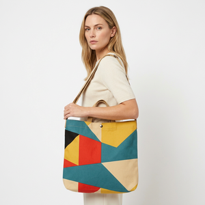 Geometric Pattern <b>Canvas</b> <b>Tote</b> Bag Large Size Shoulder Handle Daily Use Shopping Bag - Product Image 6