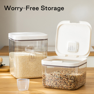 Contenedor de almacenamiento de alimentos de cocina moderno personalizado ANYA, dispensador de cereales de plástico transparente de silicona, contenedor de almacenamiento de granos para alimentos secos - Product Image 3