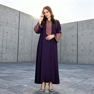 Robe Abaya Maxi en Polyester Brodé de Luxe pour Femmes Musulmanes, Tenue Personnalisée pour Occasions Spéciales, Fournisseur OEM ODM - Product Image 4