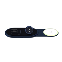 Nouvelle conception de chargeur sans fil magnétique pliable 3 en 1 avec charge rapide 15W, station de charge multifonctionnelle, veilleuse