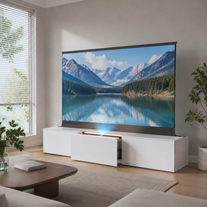 Meuble TV laser blanc tout-en-un PerfecTisan <span class=keywords><strong>120</strong></span> <span class=keywords><strong>pouces</strong></span> à ultra courte focale pour <span class=keywords><strong>écran</strong></span> de projection <span class=keywords><strong>UST</strong></span> ALR à levée au sol - Product Image 1