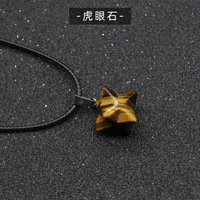 Collier Pendentif Merkaba en Agate Œil de Tigre, Étoile de David 3D à Six Branches, Cristal de Guérison Porte-Bonheur Unisexe, Vente en Gros